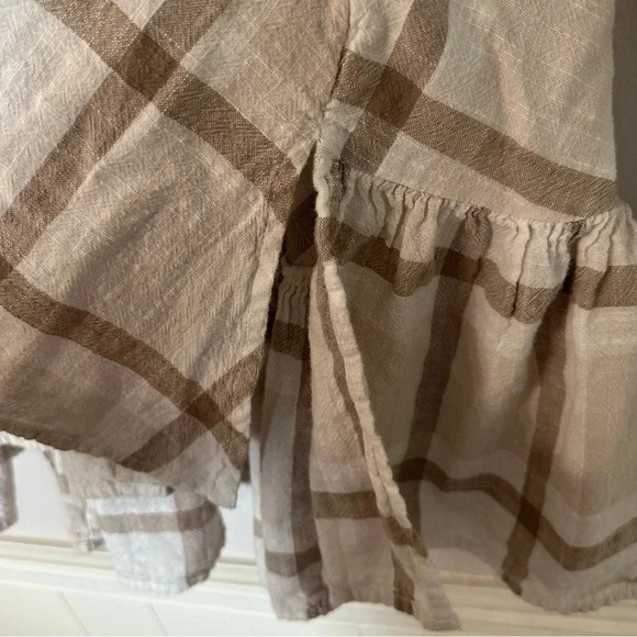 Free People Peppy in Plaid Women’s Long Sleeve Cream Peplum Style Top Size S GUC - Picture 4 of 7